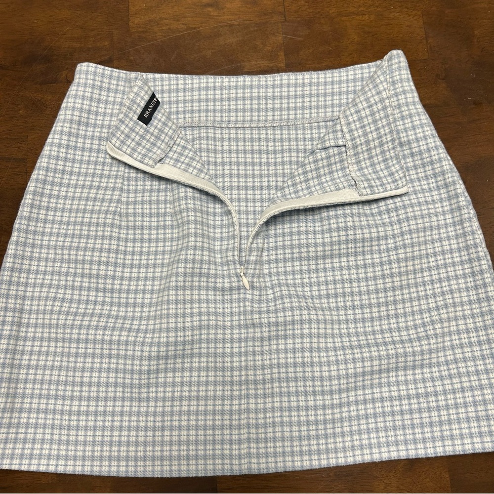 Brandy Melville Light Blue Plaid mini skirt - Picture 4 of 10